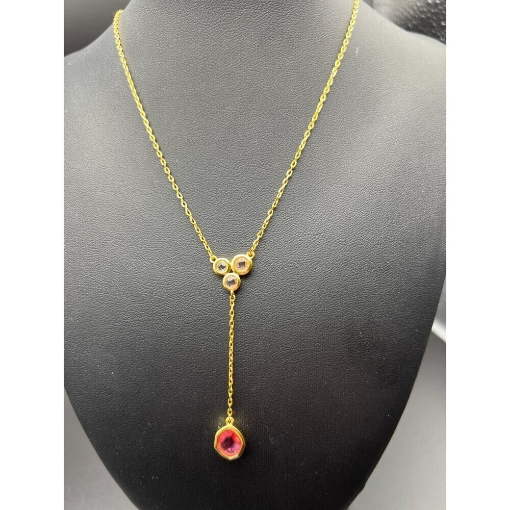 Pink Stone Y Necklace - Picture 2 of 5